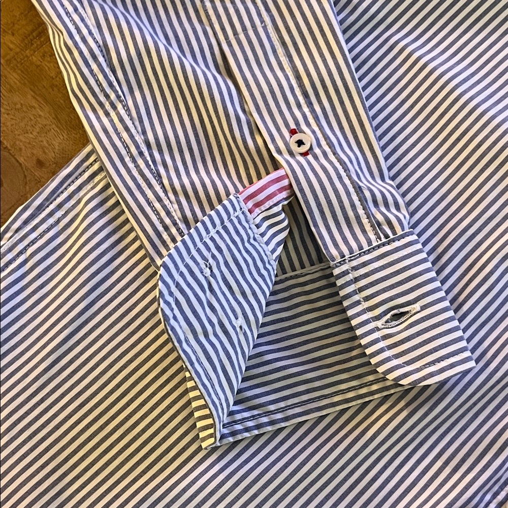 Slim Tommy Hilfiger Men's Blue Striped Shirt Size Small - Picture 5 of 9